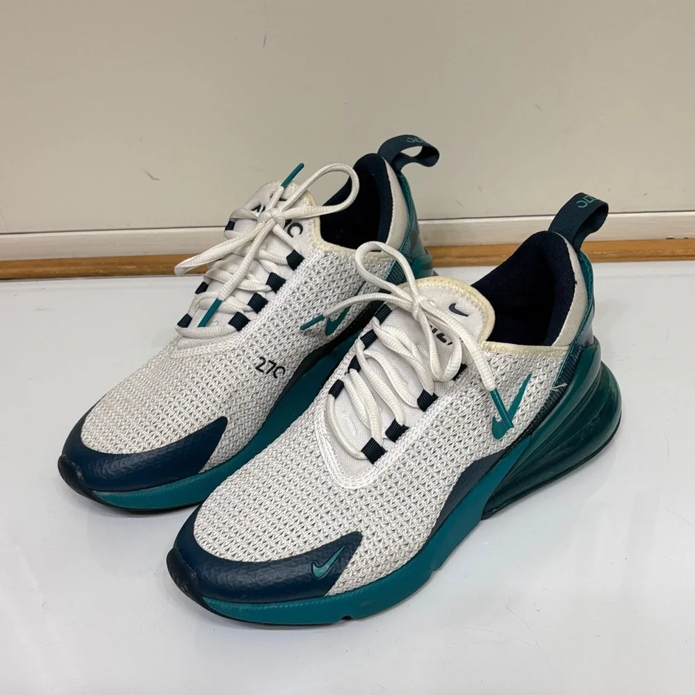 Nike White and Teal Air Max 270 Sneakers - Picture 4 of 10